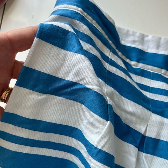Ann Taylor LOFT Blue White Striped A-Line Pleated Mini Skirt Size 14 - Picture 5 of 7
